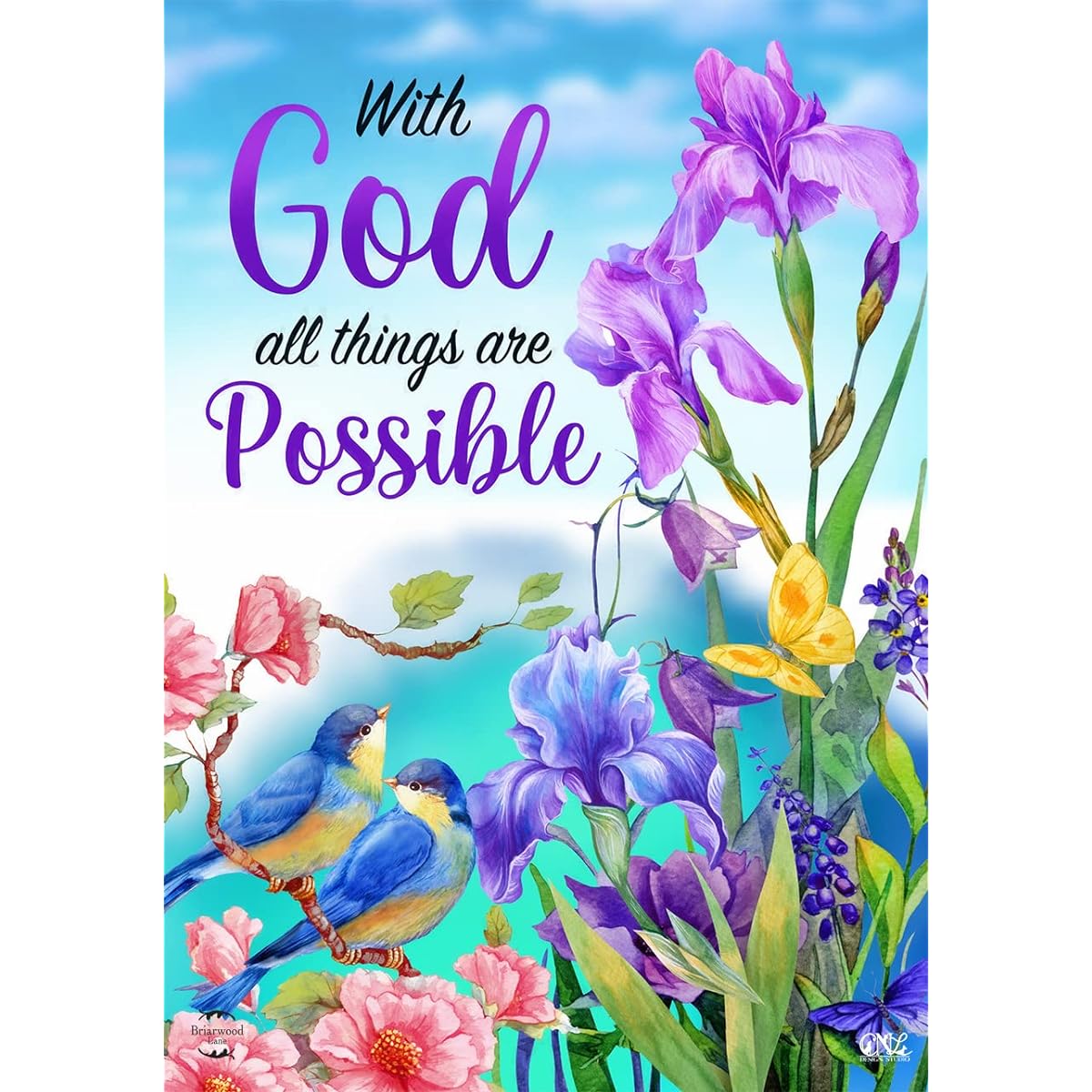 With God Religious Inspirational Flag 28" x 40" Briarwood Lane