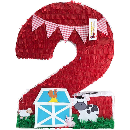 APINATA4U Large Number Two Pinata Barn Theme Farmhouse