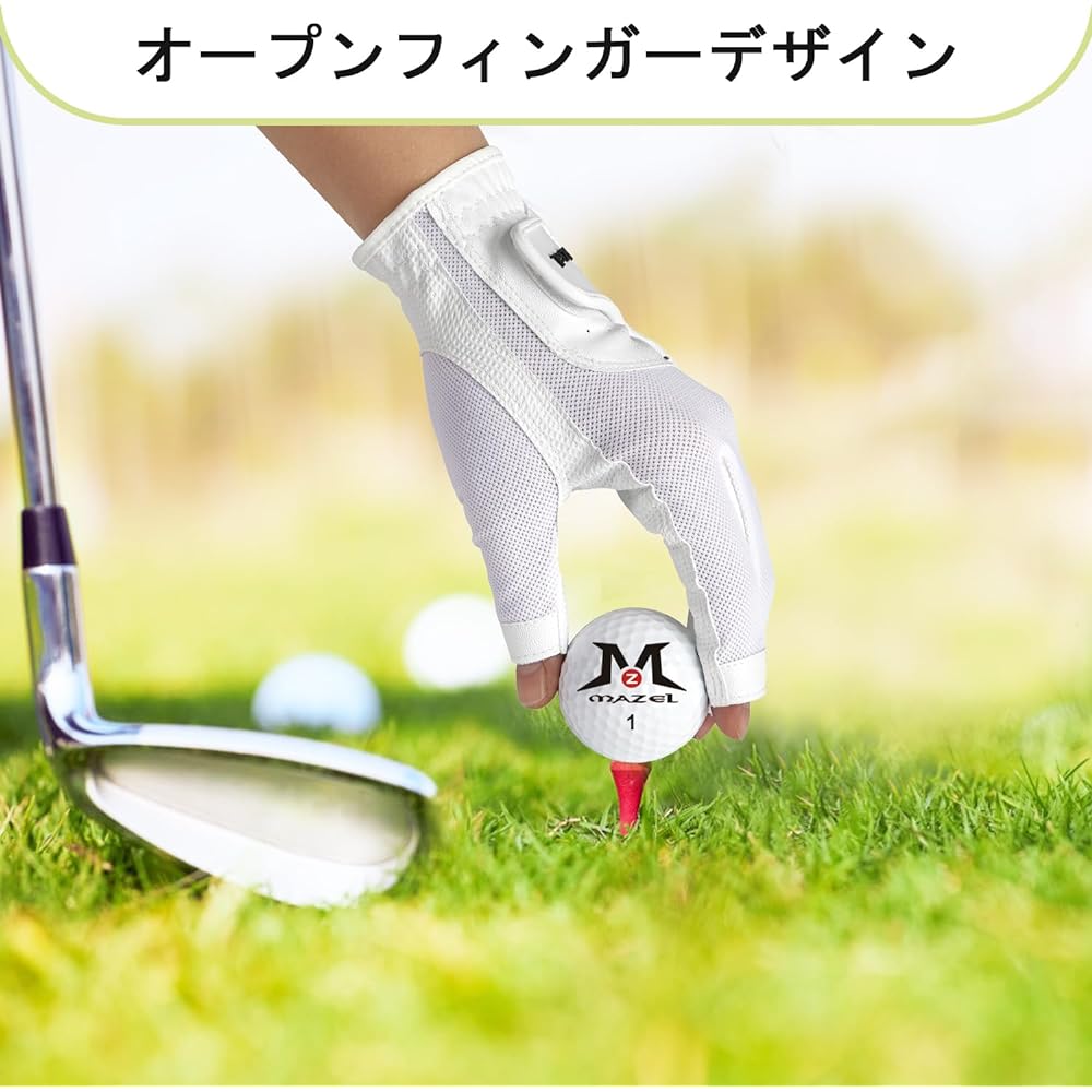 MAZEL Women's Golf Gloves for Both Hands 16~18cm Fingertip Cut Gloves
