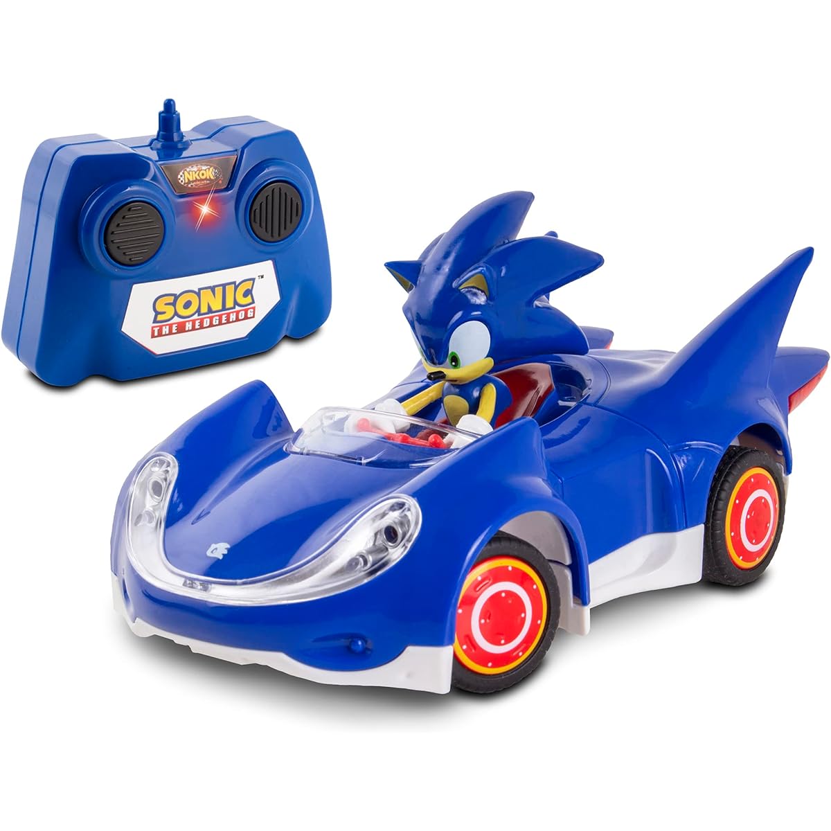 Sonic & Sega All-Stars Racing RC: Sonic - NKOK (681) 1:28 Scale 2.4GHz Remote Control Car 6.5" Compact Design Sega Sonic the Hedgehog Battery Powered Ages 6+
