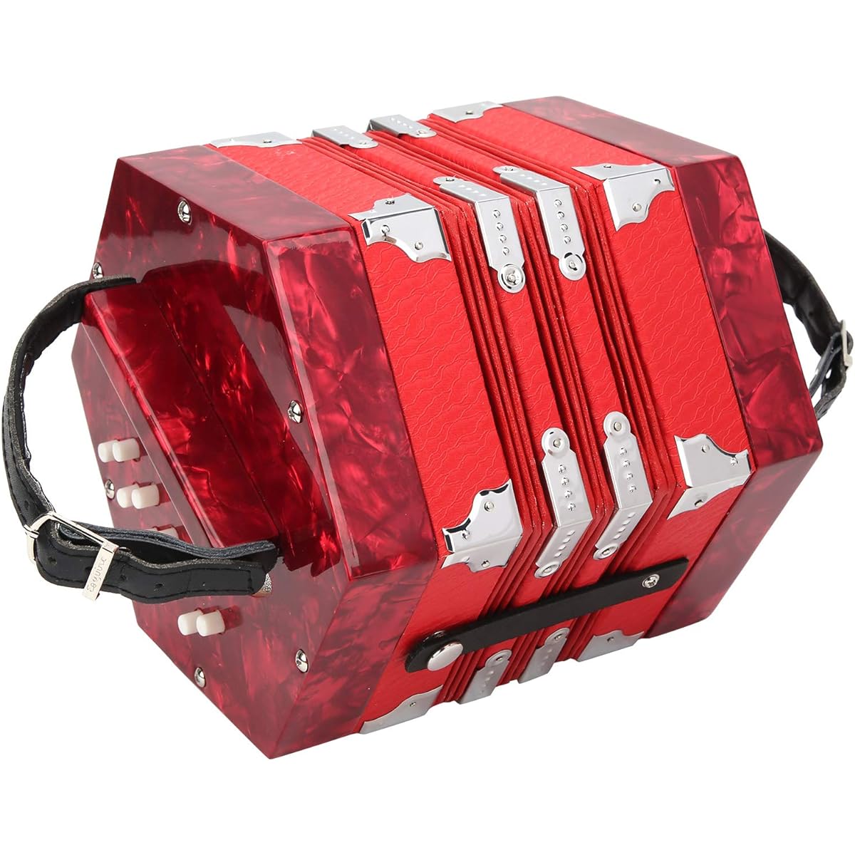 Concertina Accordion Concertina Musical Instrument Professional Accordion Concertina Concertina with Carry Bag Portable Concertina Musical Instrument Supplies (Red)