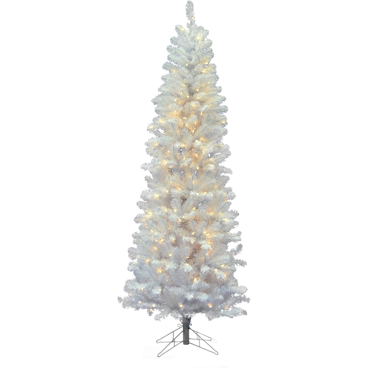 Vickerman 5.5ft White Salem Pencil Pine Artificial Christmas Tree - Pure White with Duralight LED Lights - Faux Salem Pine Christmas Tree for Seasonal Indoor Decor