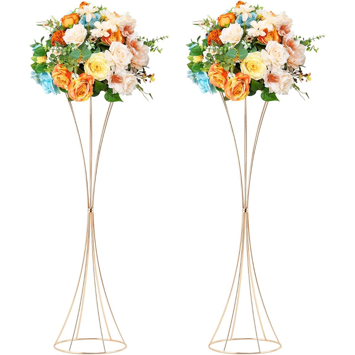 2pcs 31.1inch Gold Vase for Centerpieces Wedding Centerpieces Table Flower Arrangement Stand Wedding Aisle Decoration Reception Decoration