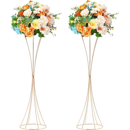 2pcs 31.1inch Gold Vase for Centerpieces Wedding Centerpieces Table Flower Arrangement Stand Wedding Aisle Decoration Reception Decoration