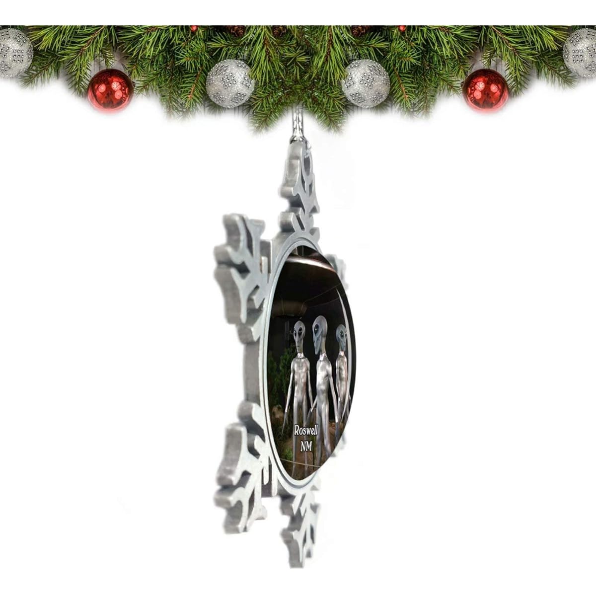 Roswell UFO Museum New Mexico USA Christmas Ornaments Tree Decoration Crystal Metal Souvenir Gift