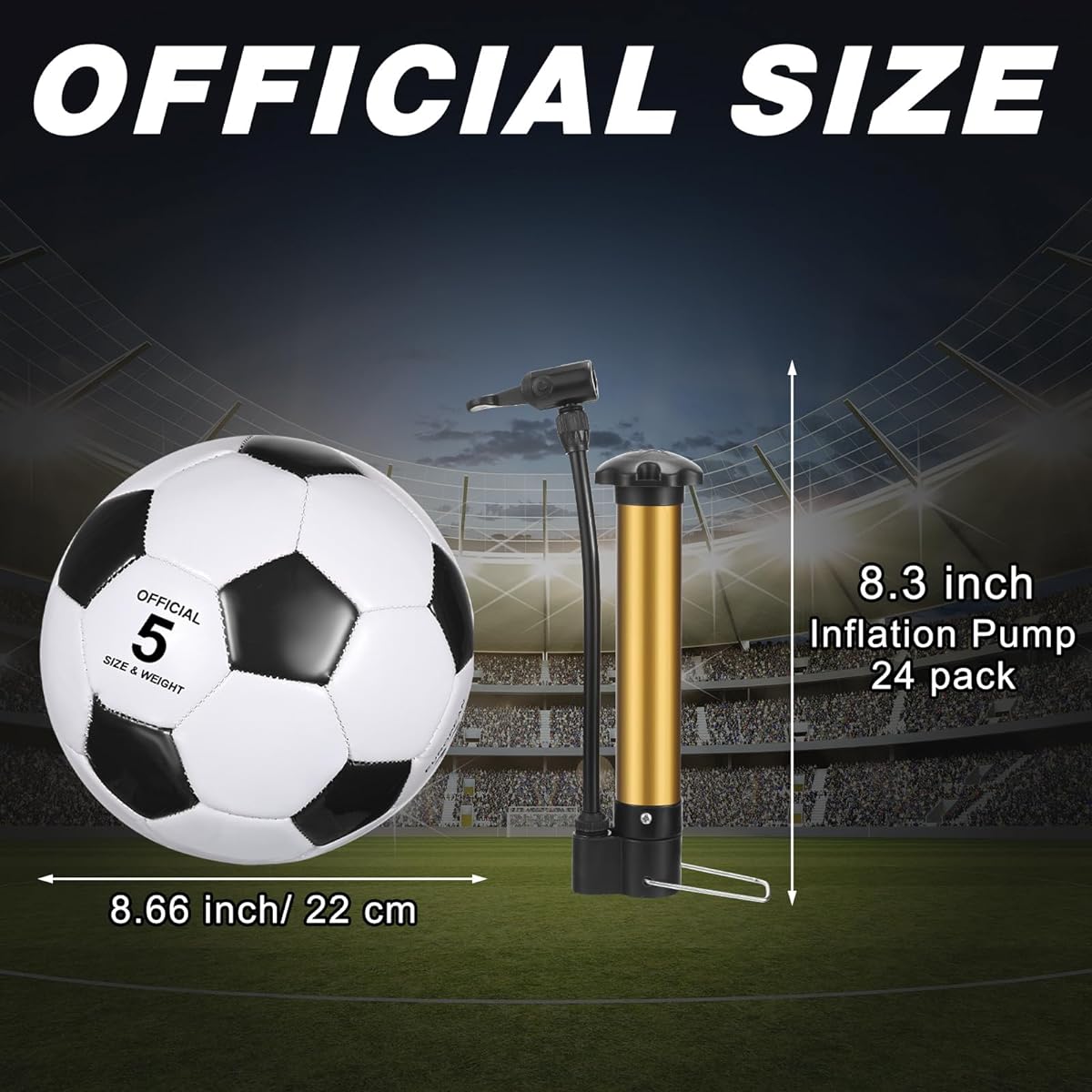 Sotiff 24pcs Size 5 Soccer Balls with 24 Pumps, Christian Charity Donation Supplies, Deflated Soccer Balls Bulk for Kids, Youth, Children, Adults, Charity Training, Practice Gifts