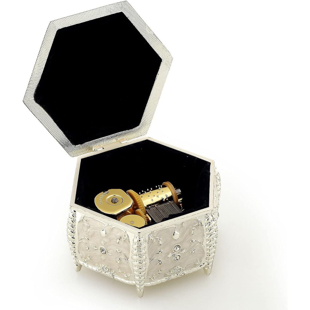 ROSIKING Embossed Alloy Metal Music Box Wind Up Antique Jewelry Music Box Christmas Birthday Valentine's Day Gift Rainbow Connection