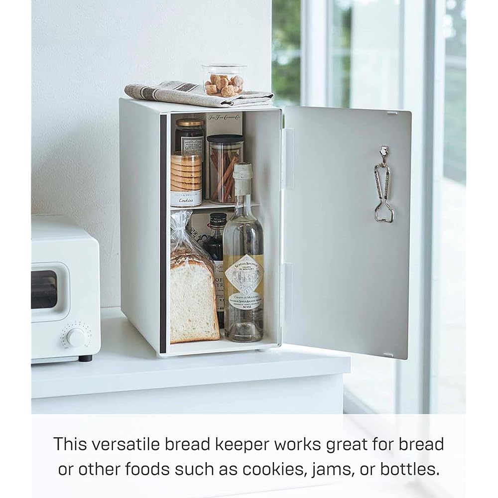 Yamazaki Jitsugyo Bread Case Slim White Approx. W22XD34.5XH41cm (Cushion Included) Tower Space Saving Countertop Storage Bread Case 5680