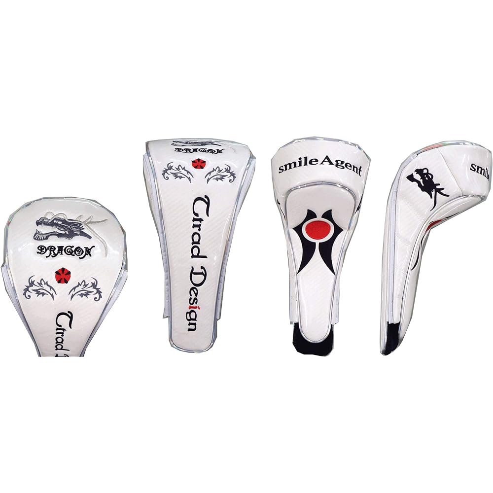 Golf head cover for drivers Dragon Dragon magnetic type (white, for drivers)