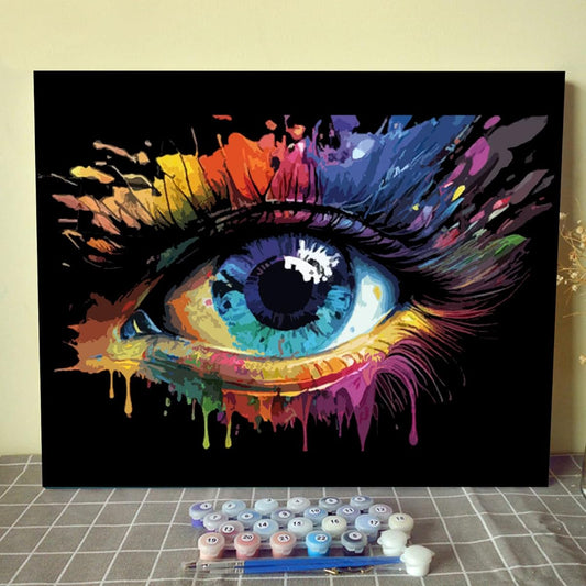 DIY Paint by Numbers for Adults Kids Colorful Eye Paint DIY Paint by Numbers Acrylic Paint by Number Painting Kit for Home Wall Living Room Bedroom Decor, 16x20 DIY Framed Abstract Painting