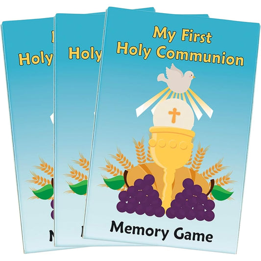 Needzo My First Holy Communion Memory Matching Cards Set for Sunday School, Church, Congregational Classroom, Teaching Tools and Supplies, Collectible Keepsakes for Catholic Boys and Girls, 54 Cards Each (3 Packs)