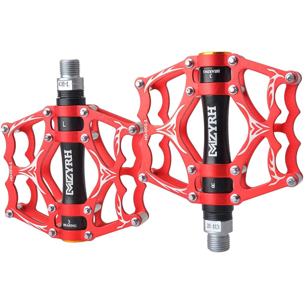 [Jpfashioning] Bicycle Pedals, Cross Bike Pedals, Double-sided Pedal, Ultra Lightweight, Aluminum Alloy, Flat Pedals, 3 Bearings, Non-slip Nails, Durable MTB Road Bike Set of 2