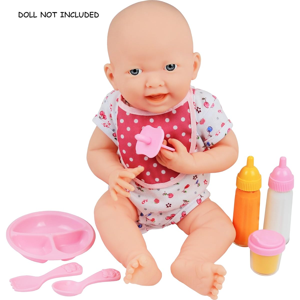 Click N' Play 8 Piece Baby Doll Feeding Set with Accessories | Baby Doll Accessories Set, Doll Set/Studs, Toy Bottle, Disappearing Milk, Food Set, Bottle Toy, Pretend Play Supplies | Toddler Girls