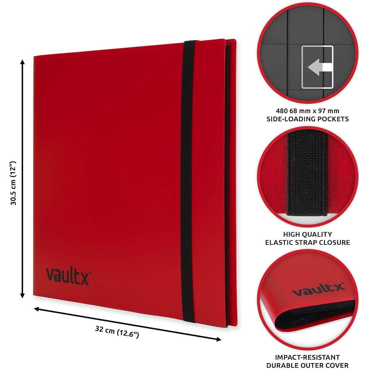 Vault X Binder - 12 compartments Trading Cards Binder - 480 compartments with side opening for playing cards to collect and trade