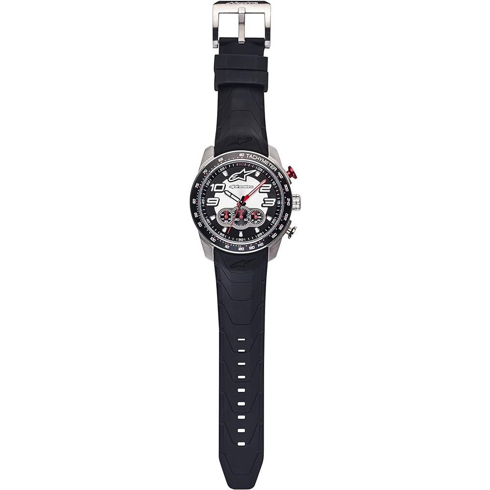 Alpinestars Tech Men's Chronograph Watch Analog Chrono 45mm Stainless Steel Case 100 Meter Water Resistant Japanese Movement Durable Silicone Wristband (Black Steel)