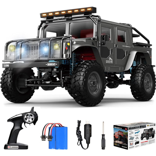 Ritaosan Large RC Car Off-Road Jeep Car for Children 1/12 4WD LED Car Light Metal Parts RC Car Rechargeable with 2 Batteries Electric Toy Boys Birthday Holiday Present Gift Q121 (Black)