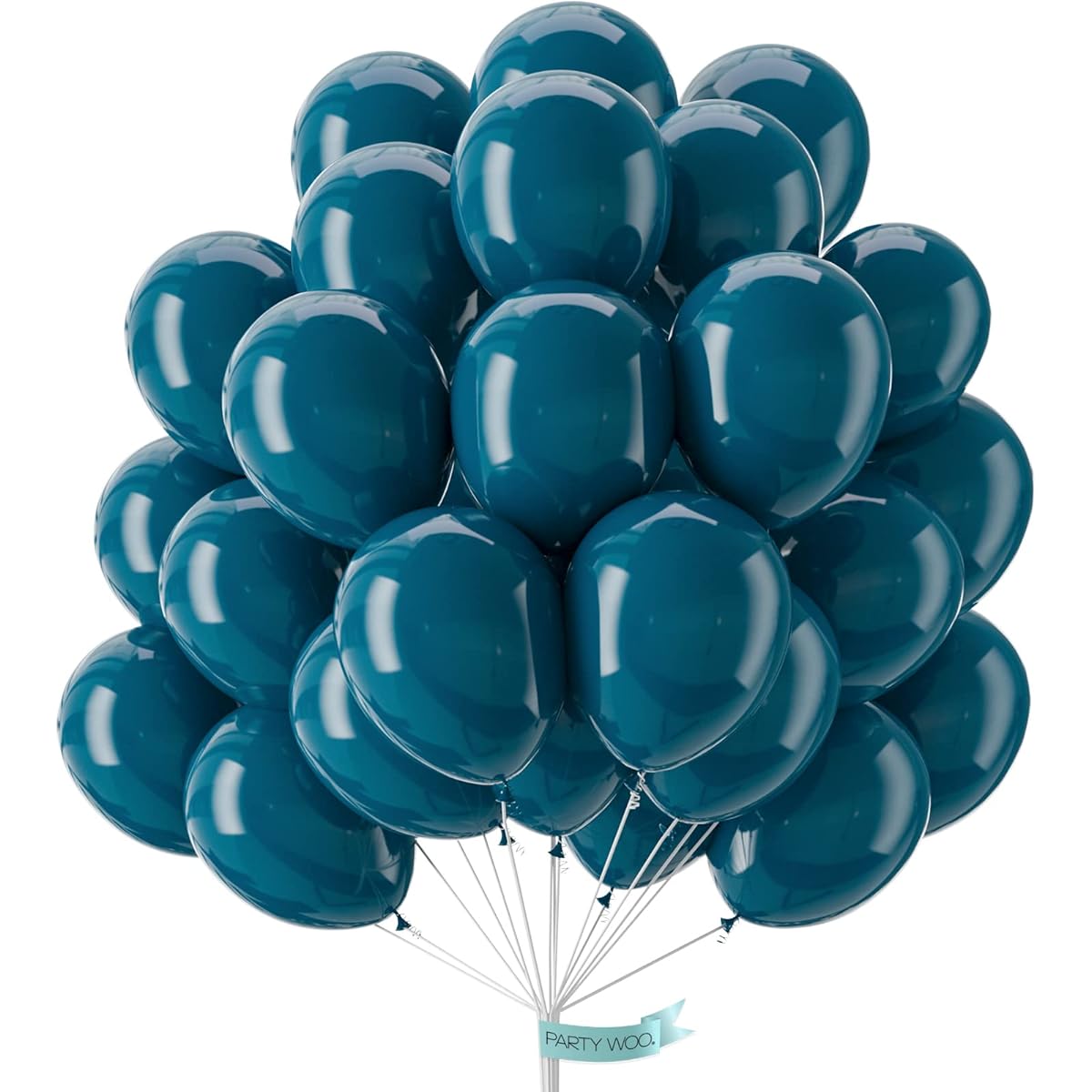 PartyWoo Metallic Balloons Black Peacock Blue 12.5 inches 50pcs Party Balloons,Latex Balloons,Balloons for Kids,Party Decorations,Birthday Party,1439