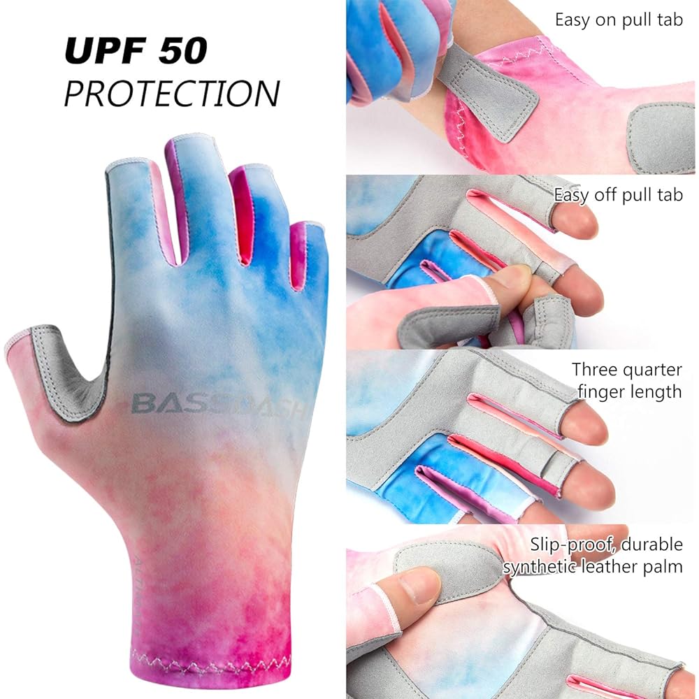 BASSDASH ALTIMATE UPF 50+ Women's Fishing Gloves UV Protection Fingerless Gloves for Kayaking Paddling Hiking Cycling Driving Shooting Training