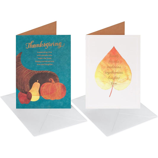 American Greetings Thanksgiving Cards, Thanksgiving, 2 Designs, 6 Cards