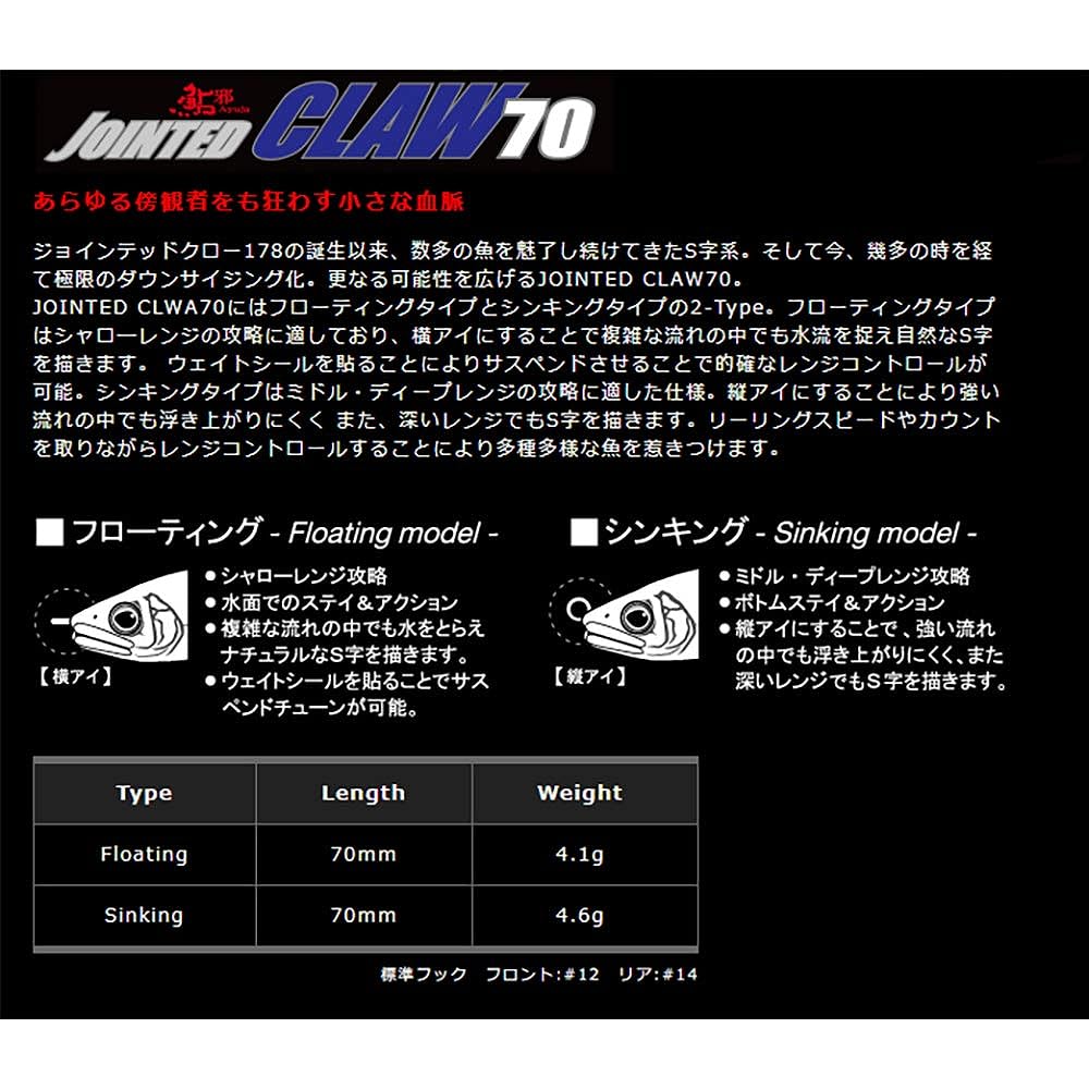GAN CRAFT Jointed Claw F #12 Yamame Fish 70mm / 4.1g
