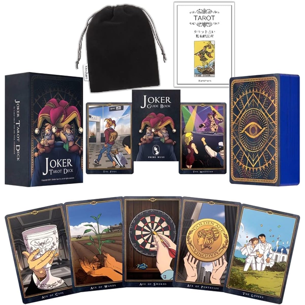 Kancharo Tarot Cards 78 Pieces Tarot Fortune Telling [Joker Tarot Deck] Comes with a basic instruction manual and pouch in Japanese (genuine product) Japanese product-specific instructions can be downloaded via QR code