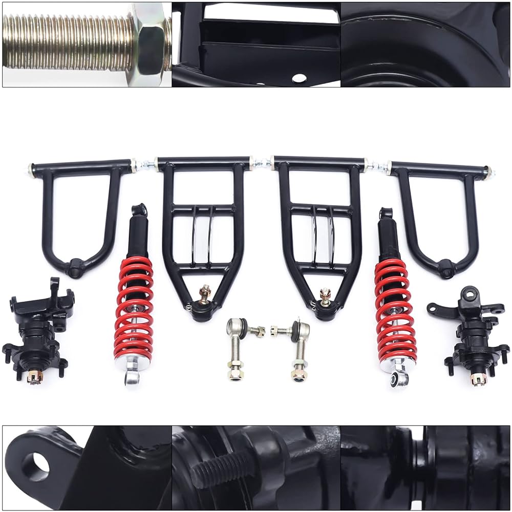 340mm Front Suspension Shock Swing Arm Upper Lower Kit Compatible with Quad Bike ATV / Go Kart DIY Kart ATV Parts