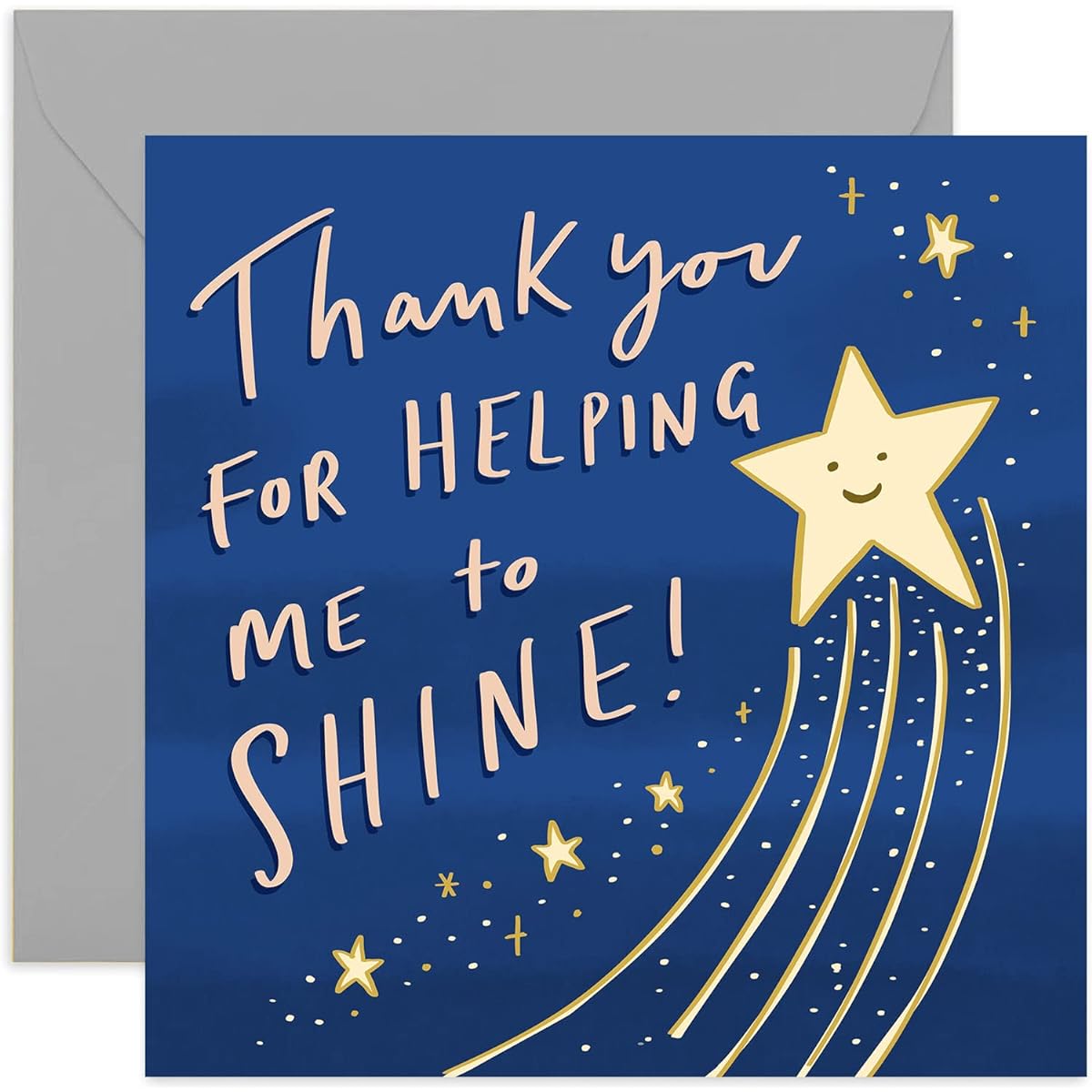 Old English Co. Thank You Helping Me Shine Star Card - End of School Year Card | Perfect for Teachers/Teaching Assistants/Parenting | Blank Inside & Envelope Included