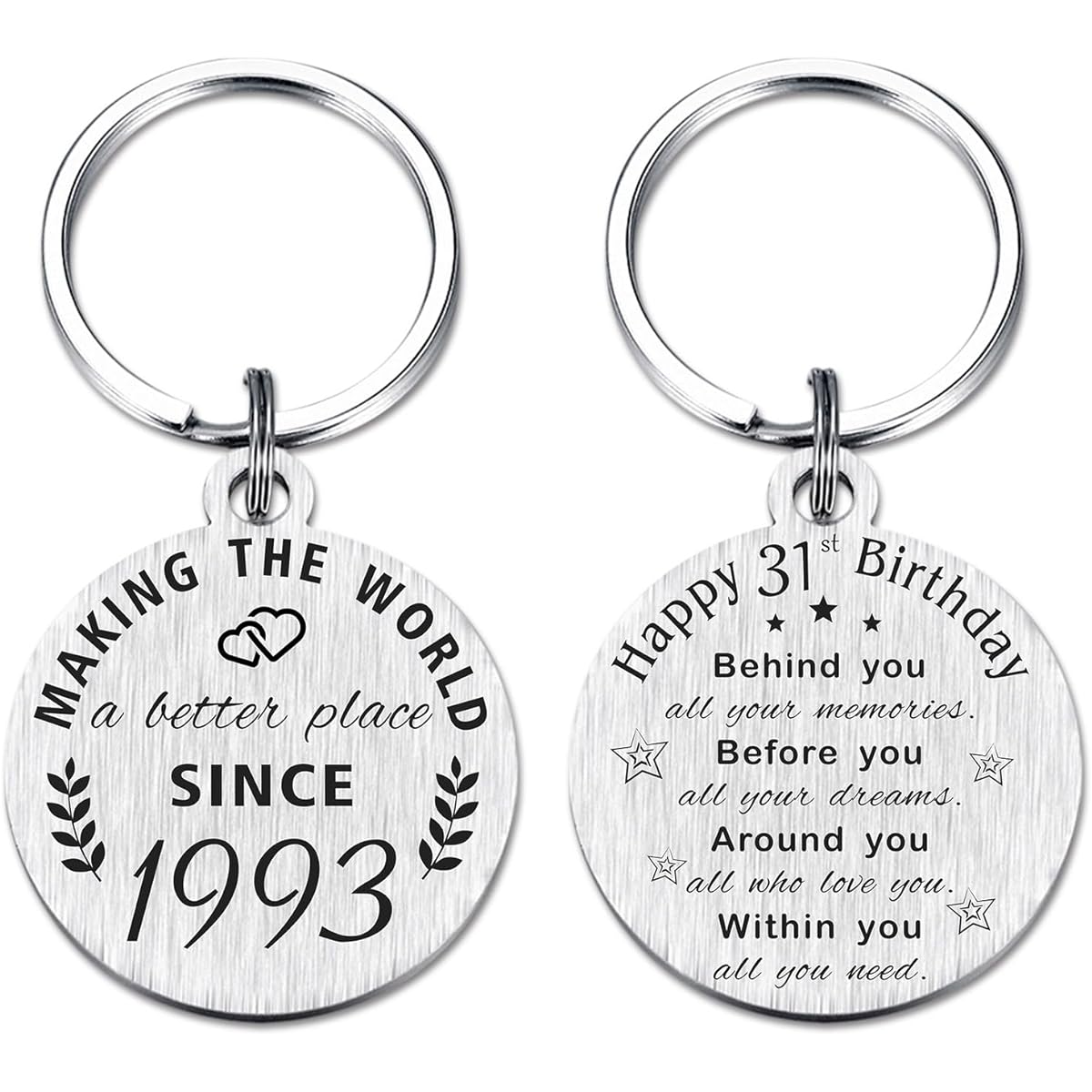 ABNTY 31st Birthday Gifts for Women and Men, 31st Birthday Keychain, Gifts for Born in 1992, 1992 Birthday Decorations