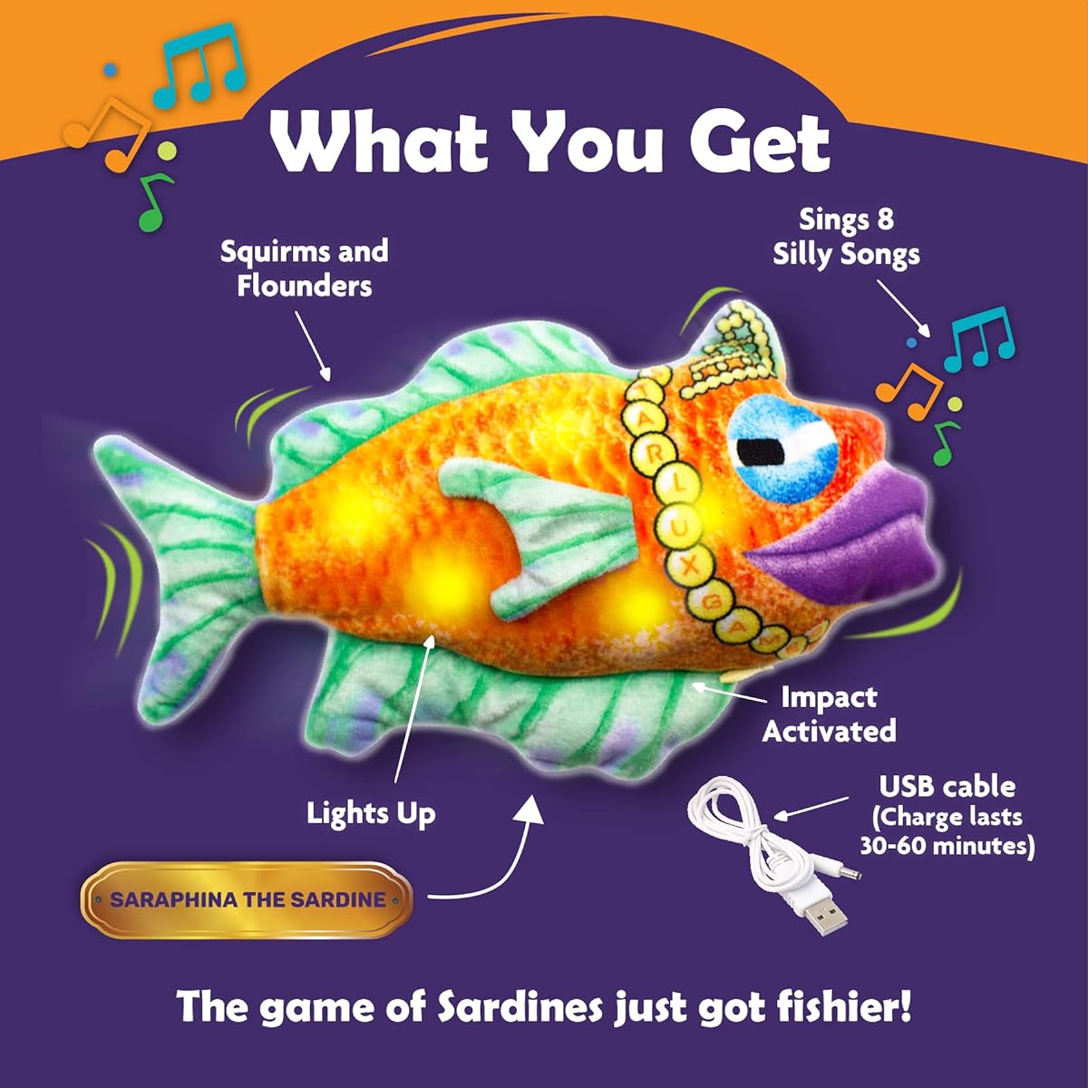 Search and Hide the Sardines - Hide as a Group with Singing Fish! | Ages 5+, 4-16 | Hide and Seek Toys for Kids | Party Games for Kids | Interactive Games | Family Group Gifts | Goofy and Silly!
