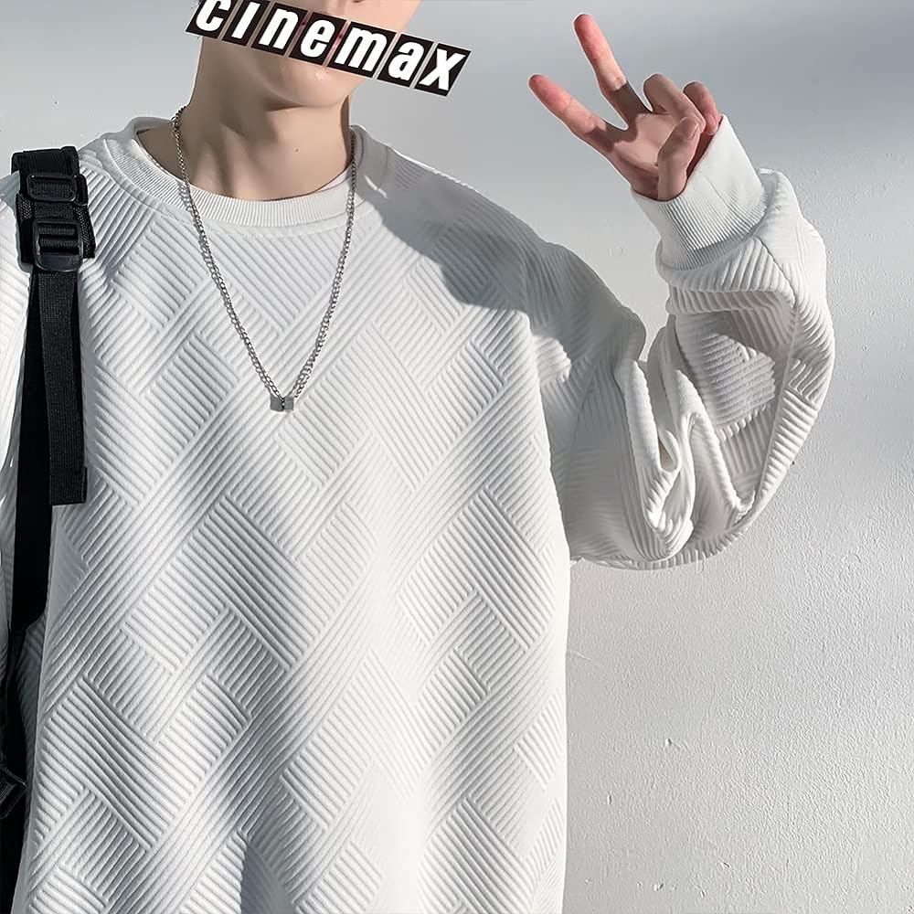 [Anzn] Sweatshirt, Men's Parka, Men's Autumn Clothing, Long Sleeve, Plain T-shirt, Cool, Large Size, Casual, Loose, Stylish, Leisure, Soft Top, Spring, Autumn, Winter Clothes