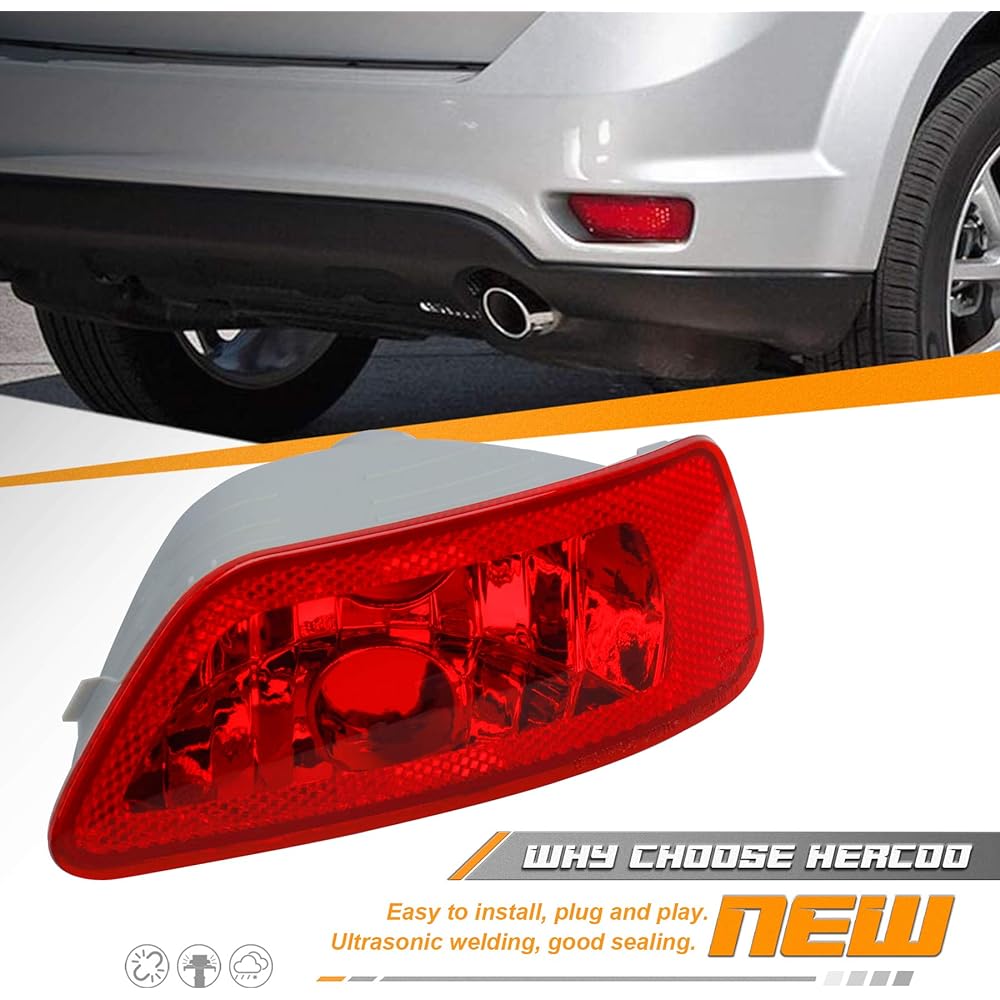 HERCOO Bumper Reflector Light Lens Rear Right Fog Lamp Cover for Jeep Compass Grand Cherokee 2011-2017 Dodge Journey 2012-2018 2 Pack