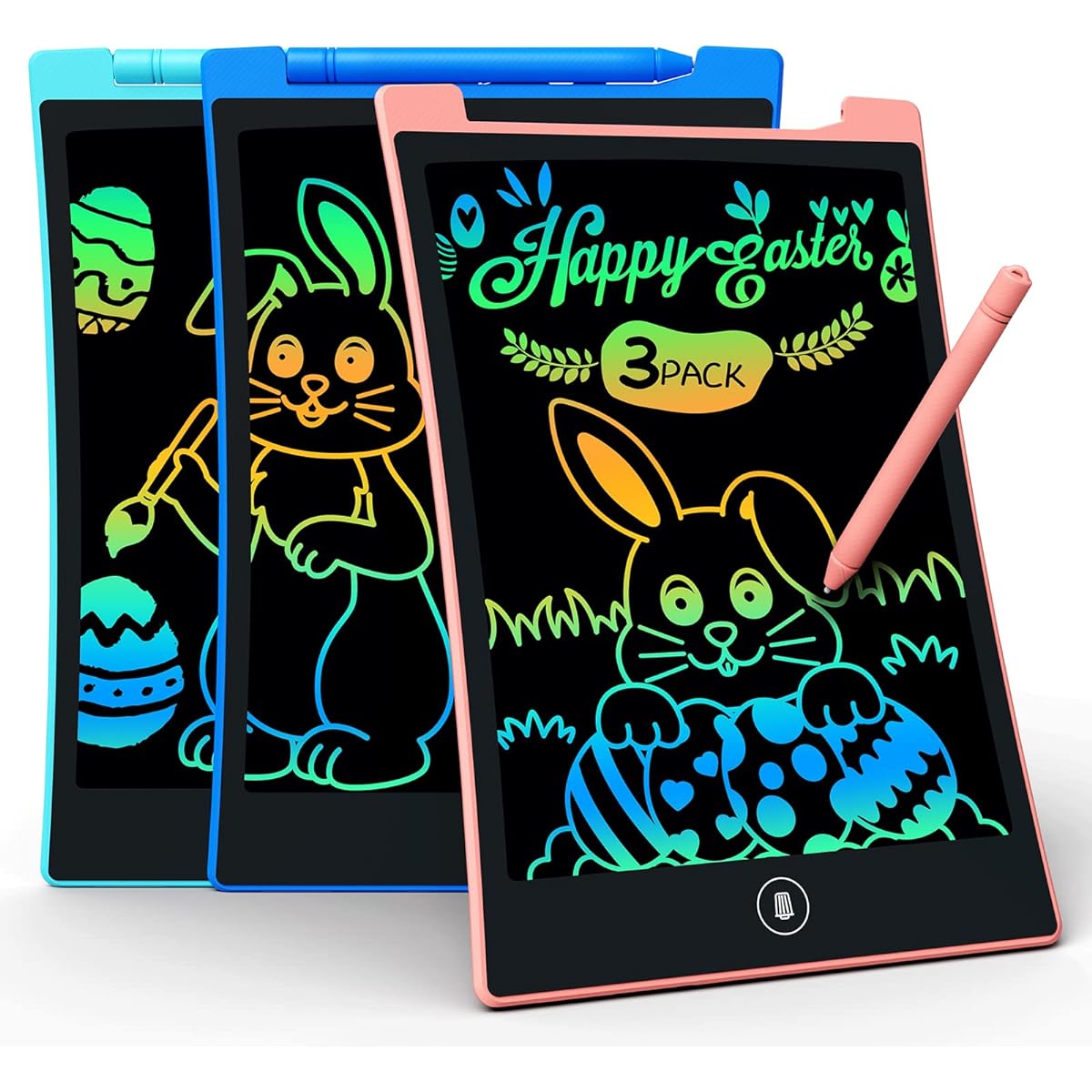 Kid Toys 3 Packs LCD Writing Tablet, Colorful Toddler Drawing Pad Doodle Board Erasable, Educational Learning Toys Birthday Gifts for Girls Boys Age 3 4 5 6 7 8(Pink & Blue & Green
