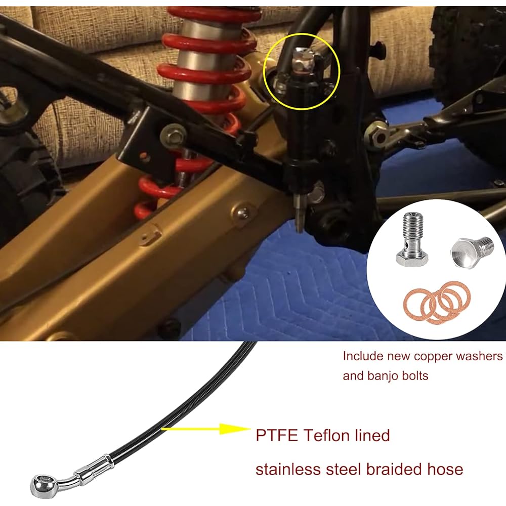 Rear Brake Line Kit ATV Black for Honda TRX400EX, TRX400X, TRX300EX (All Year), ATC250R (1985, 1986), Suzuki LTZ400