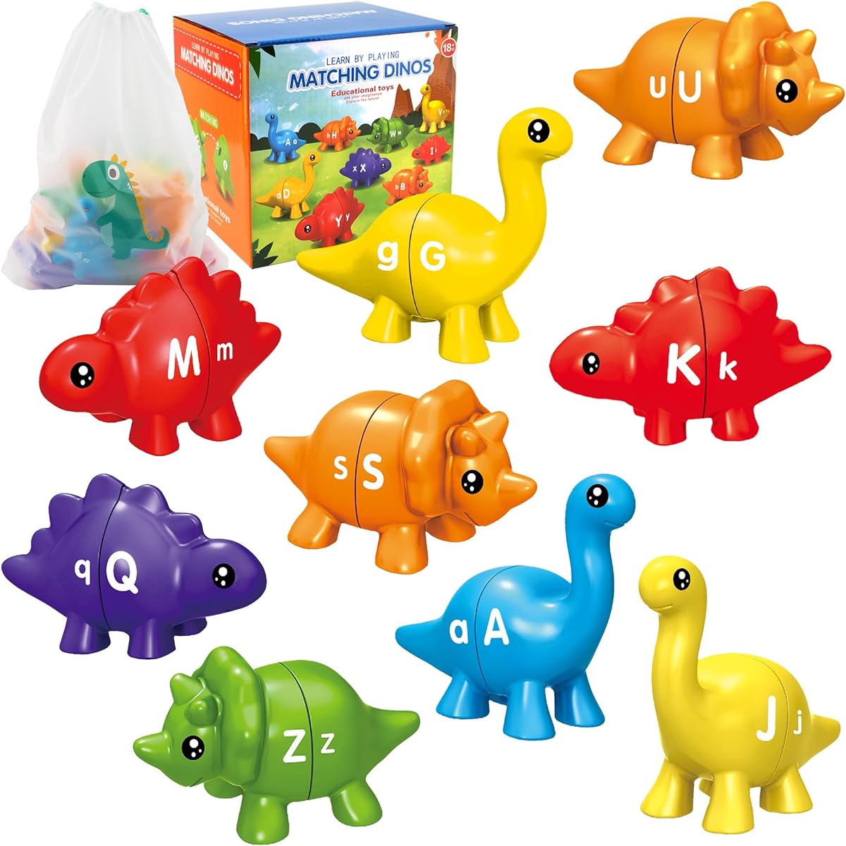 LUYITOM Matching Letters Fine Motor Toy ABC Dinosaur Alphabet Match Game Finger Toy