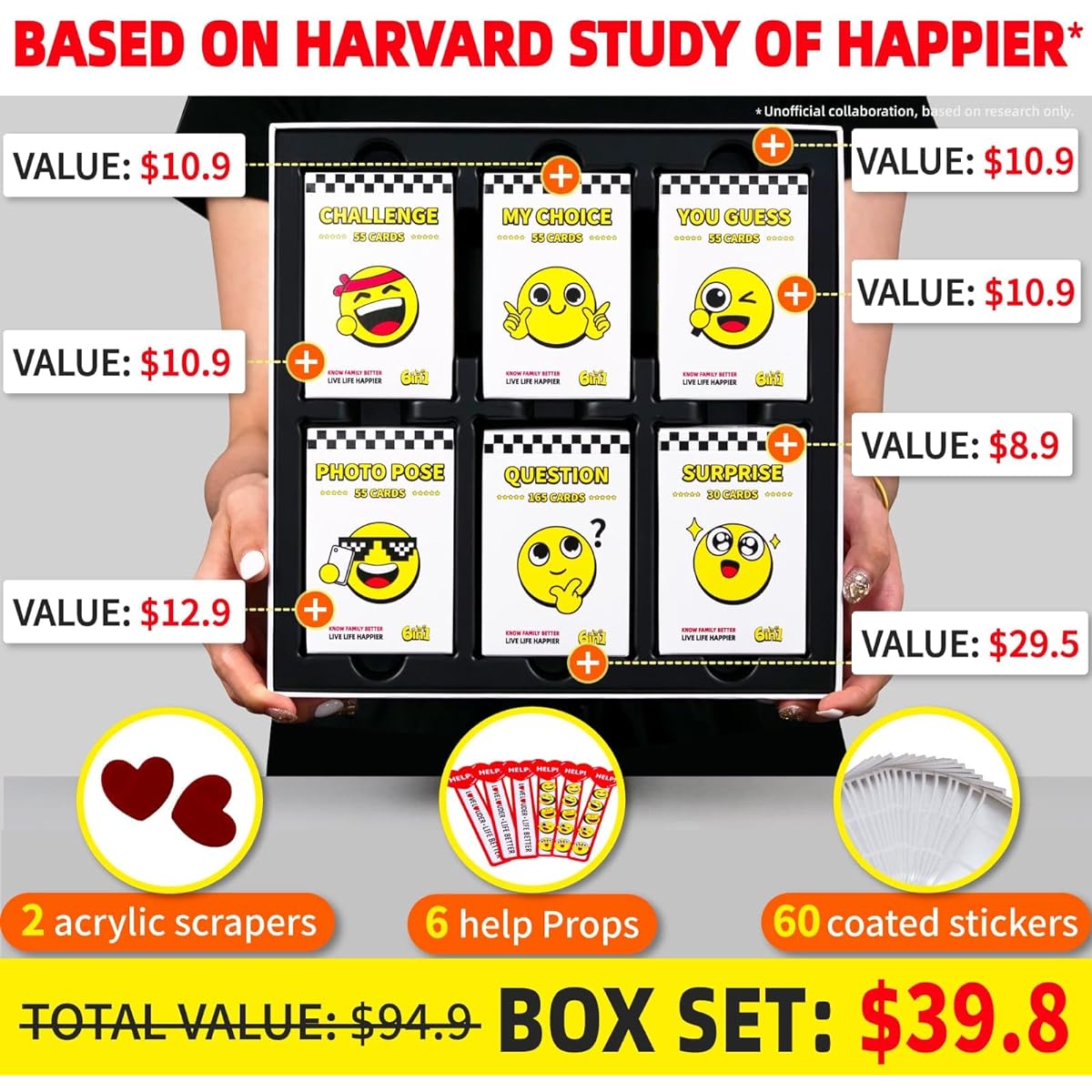 LOVE LOUDER Know Family Better, Live Life Happier-6 in 1 Happy Family Card Game Box with 415 Conversation Cards and Challenge Cards - Great for Kids, Teens and Adults