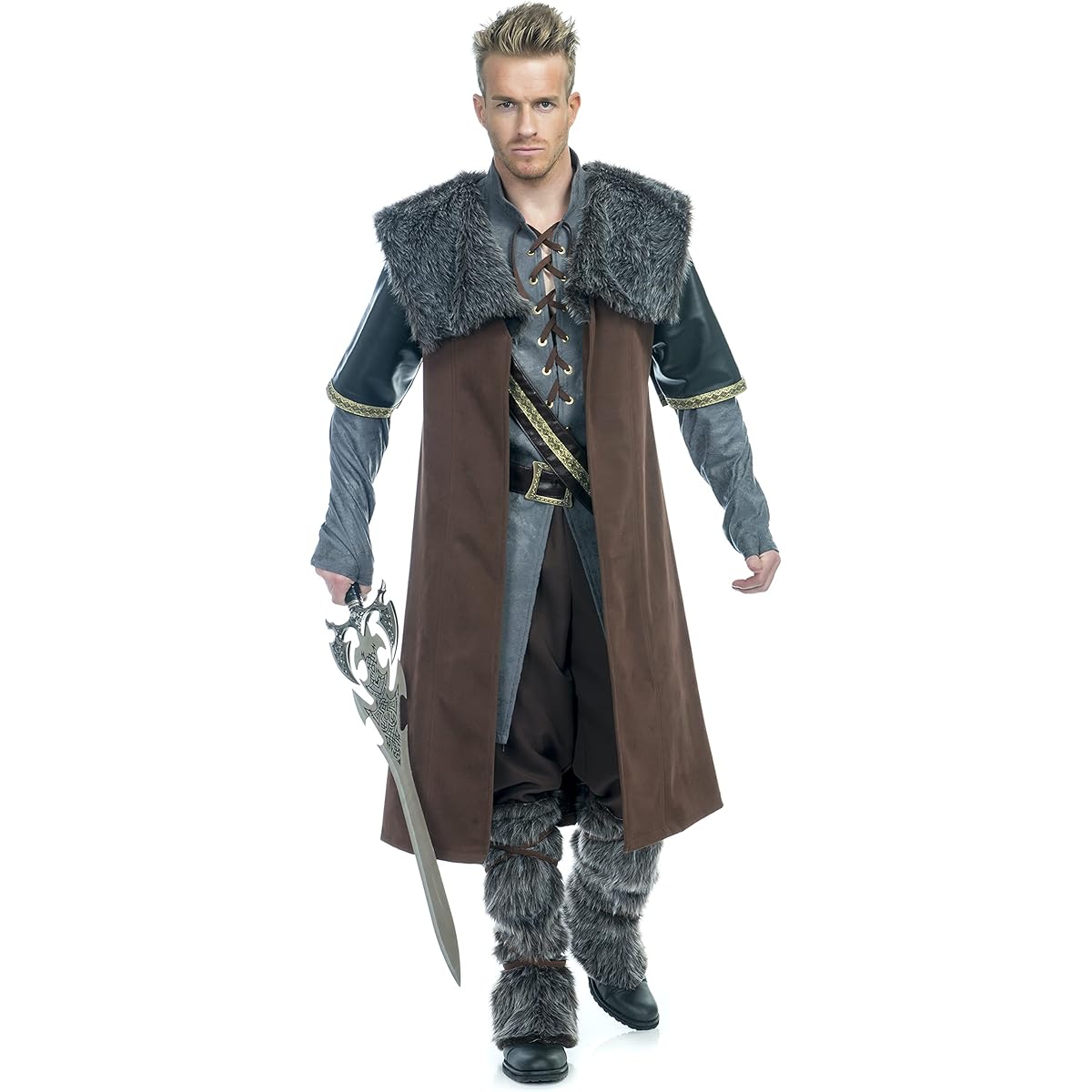 Charades Men's Medieval Warrior Costume, Gold, Large