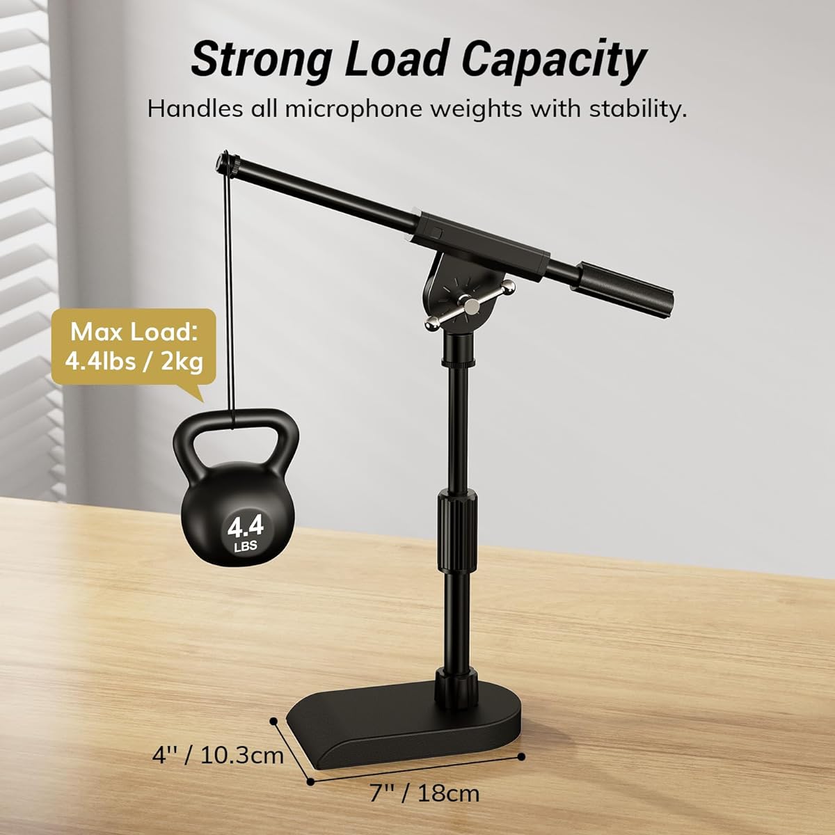 TONOR Adjustable Desktop Microphone Stand for Blue Yeti, Weight Base with Twist Clutch, Boom Arm with 3/8" and 5/8" Adapters for Blue Snowball and All Microphones, Perfect for Recording/Podcasting/Guitar