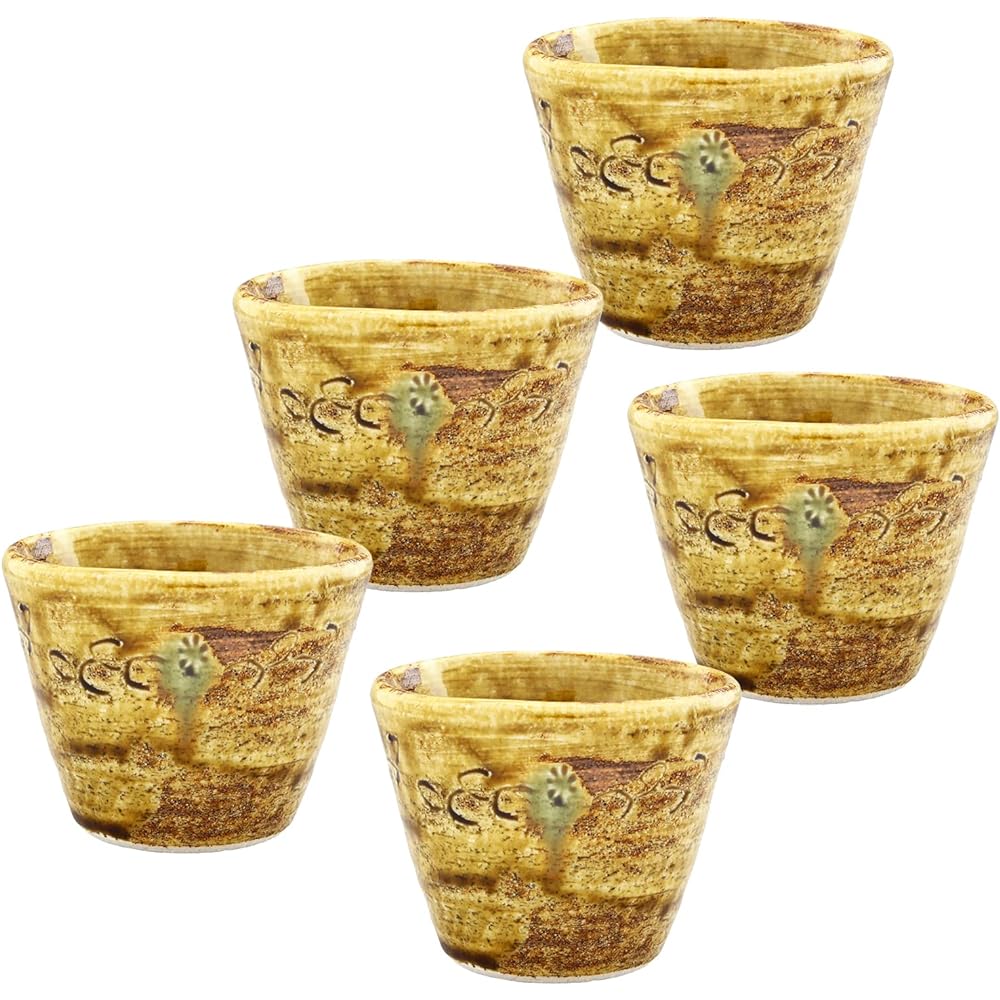 Seto ware "Nakajima Shiokusa" Tetsue Oribe Plate, Plate, Serving Plate, Diameter approx. 14cm, Tableware Set, Set of 5, Made in Japan 004-0014s