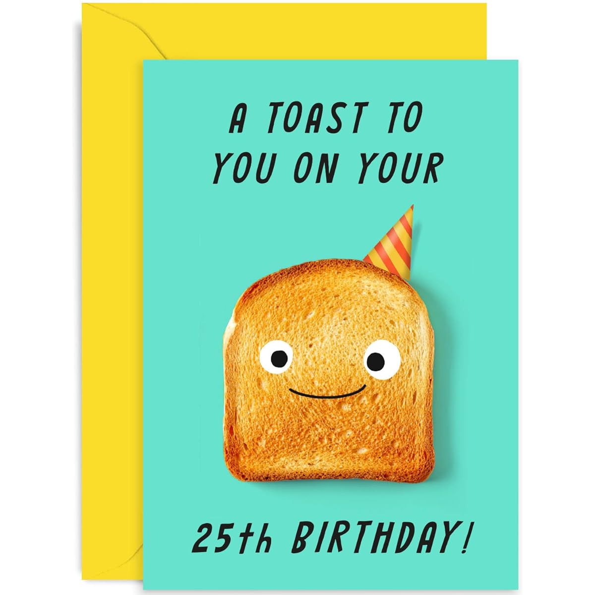 Old English Co. Funny 25th Birthday Card for Men and Women - Cheers to Birthday - Cute Birthday Gift for Daughter or Son for a Special Friend | Plain with Envelope (25 Years Old)