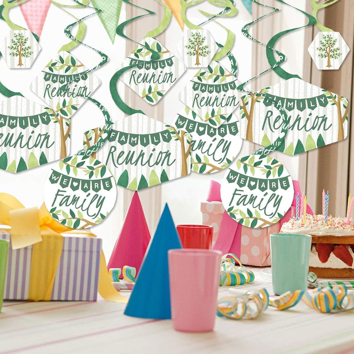 Big Dot of Happiness Family Tree Alliance - Family Reunion Party Hanging Decorations - Party Decoration Swirls - Set of 40