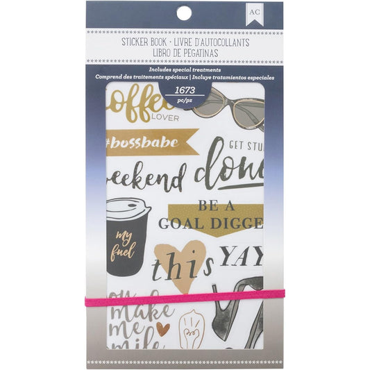 American Crafts Book Stickers and Bling - Elegant - Silver and Gold Foil - 30 Sheets 92993