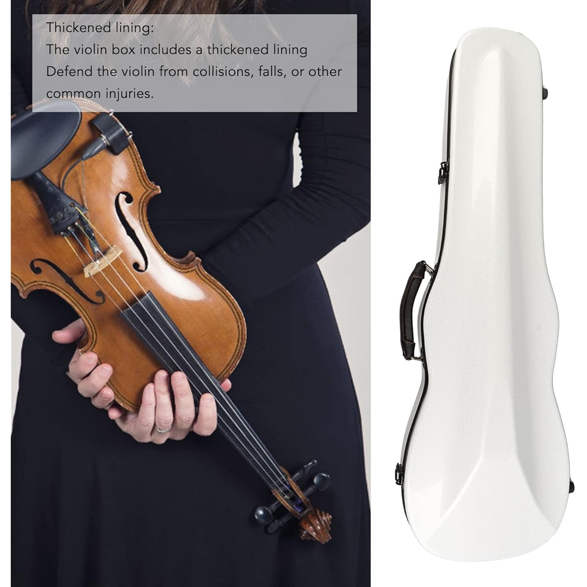 Violin Case, Violin Carrying Box Strong and Delicate 2 (White)