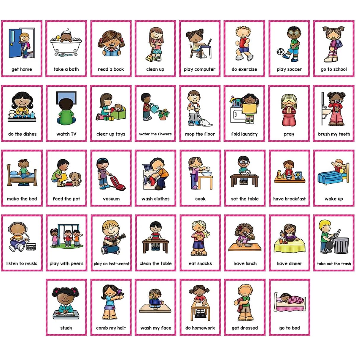 Lachilly Daily Routines English Vocabulary Learning Flashcards