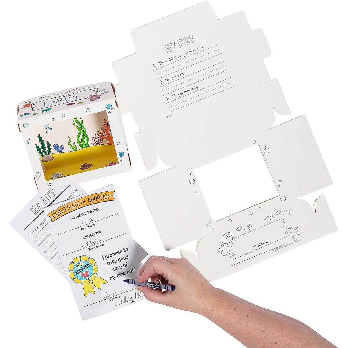 Color Your Own Desk Pet Ocean Habitat with Adoption Certificates - 12 Sheets