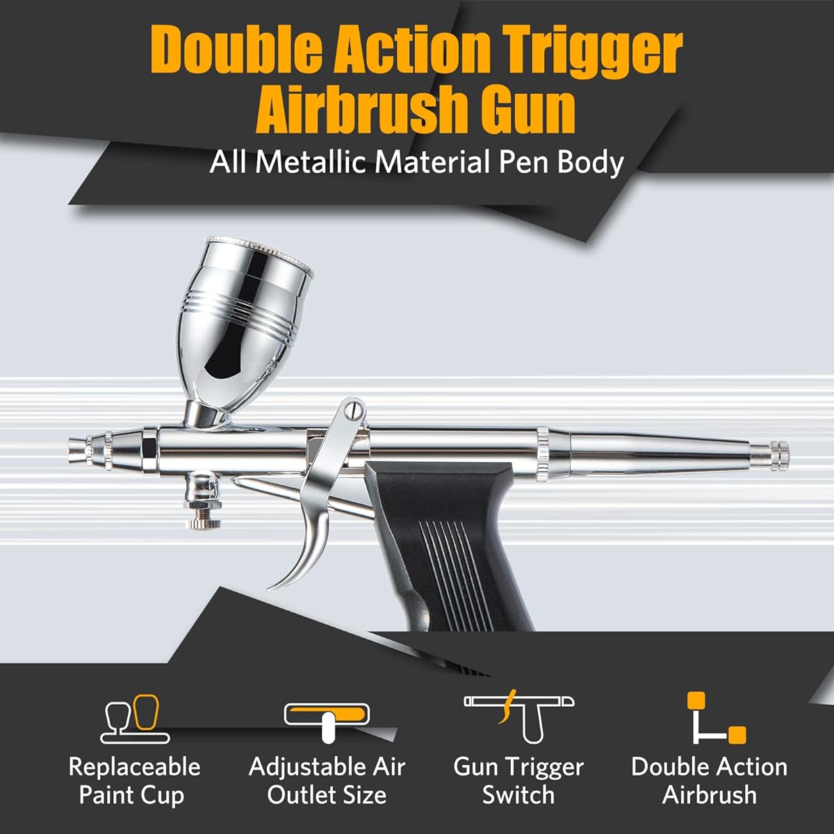 Airbrush Kit Airbrush Painting Set Double Action Trigger Airbrush Gun with 0.3mm/0.5mm/0.8mm Needle 2cc/5cc/13cc Paint Cup Airbrush Spray Tool Set for Nail/Cake/Tattoo Makeup