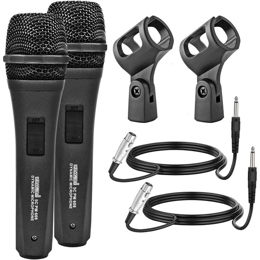 5 Core 2 Pack Professional Microphone Audio Dynamic Cardioid Karaoke Singing Wired Microphone Music Recording Karaoke Microphone Pair PM 608 2pcs
