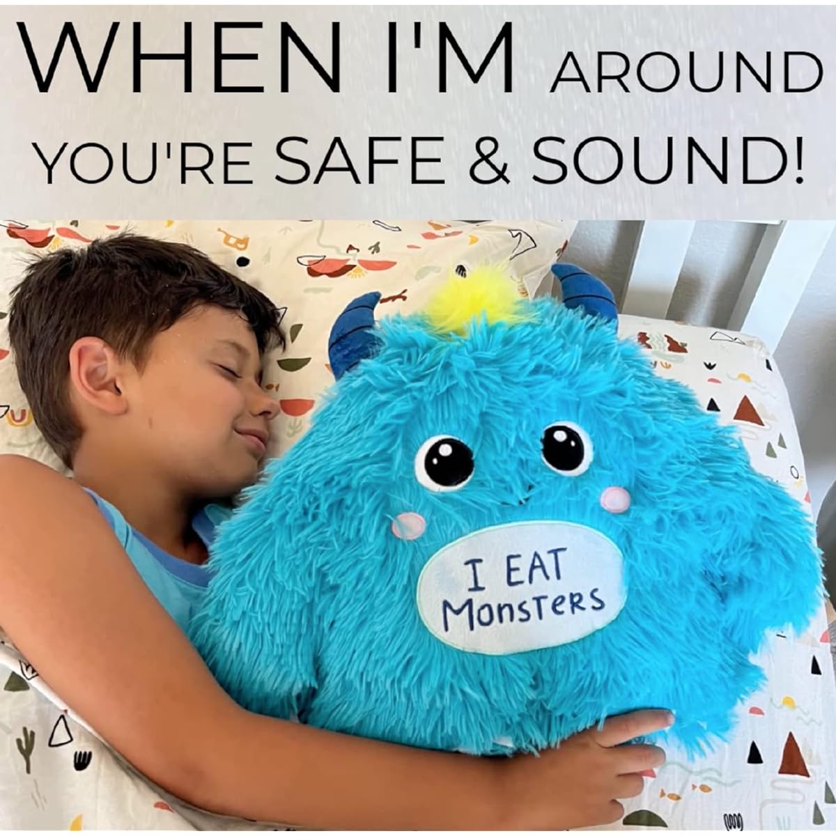 Monster Eater: Reduces Fear and Anxiety in Children - When I'm Around You're Safe & Sound | Large 13-Inch Plush Toy Helps Protect Children | Also Doubles as a Stuffed Pillow | Veteran-Owned Business