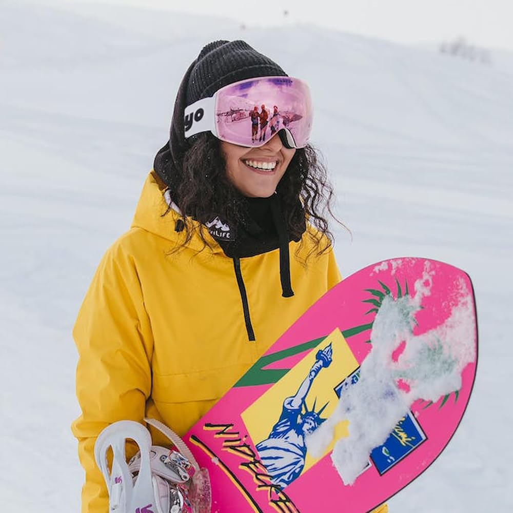 [Evmyo] Ski goggles, snowboard goggles, snow goggles, originated in Japan, double layer spherical lens, 180° wide field of view, compatible with glasses and helmets, UV400 UV protection, anti-fog, windproof, dustproof, snowproof, shockproof, mountain cli