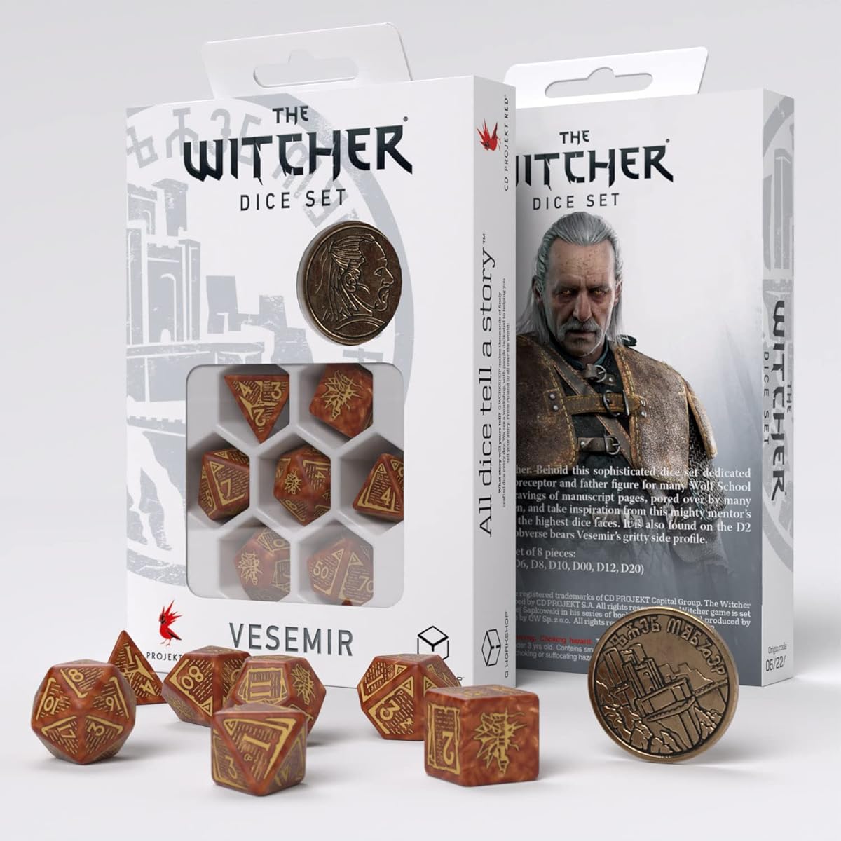 The Witcher Dice Set Vesemir - The Wise Witcher Dice Set 7 with Coin