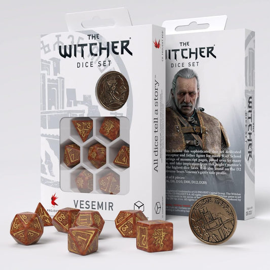 The Witcher Dice Set Vesemir - The Wise Witcher Dice Set 7 with Coin